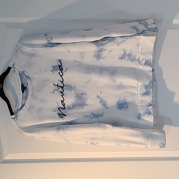 Nautica Tops - Nautica White & Blue Tie Dye Women's Sweatshirt Pullover Extra Small NWOT